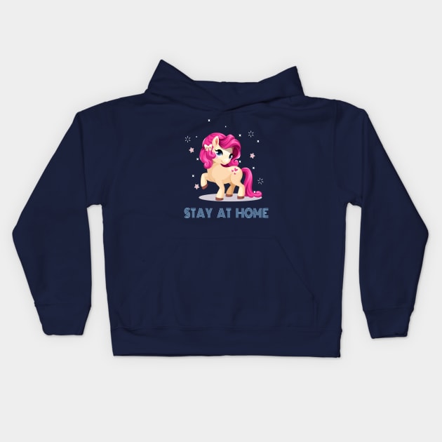 Unicorn Stay At Home Kids Hoodie by JeffDesign